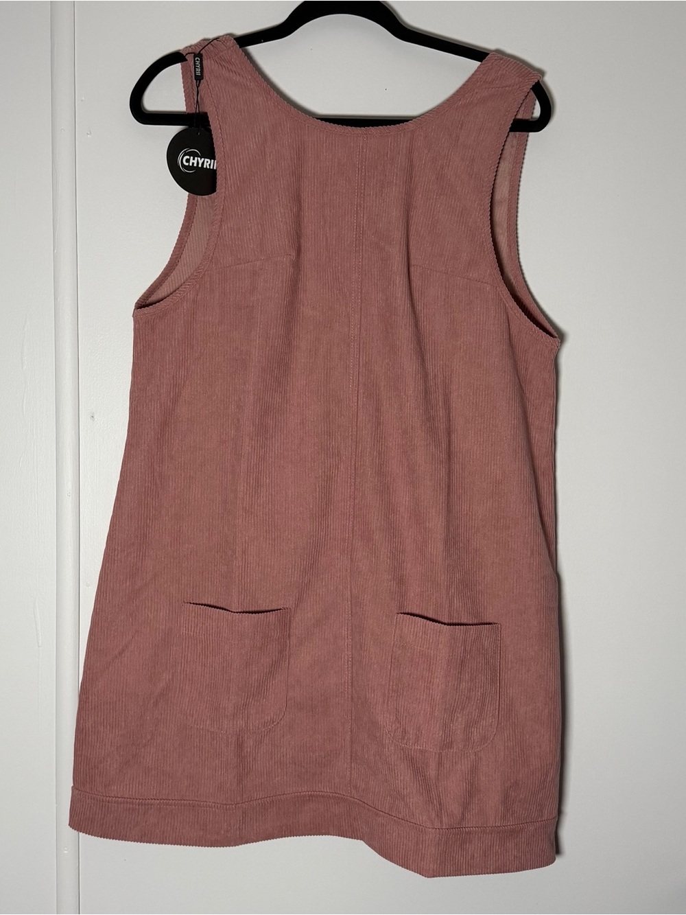 Corduroy Sleeveless Jumper Dress with pockets, dusty rose, NWT size Large